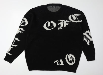 boohooMAN Men's Black Graphic Pullover Jumper M