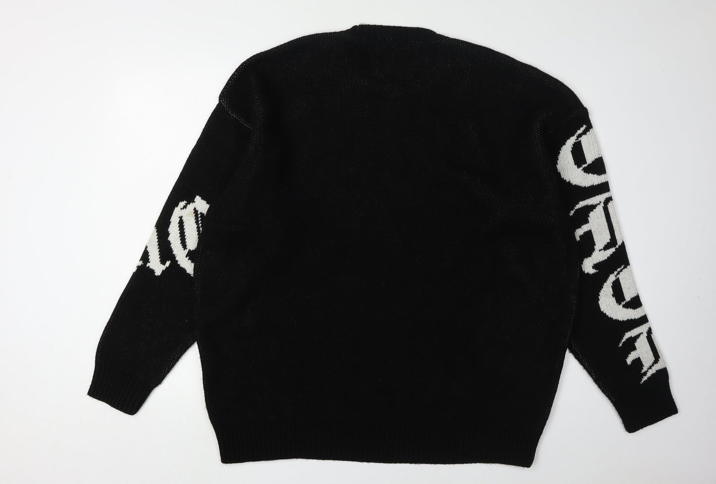 boohooMAN Men's Black Graphic Pullover Jumper M