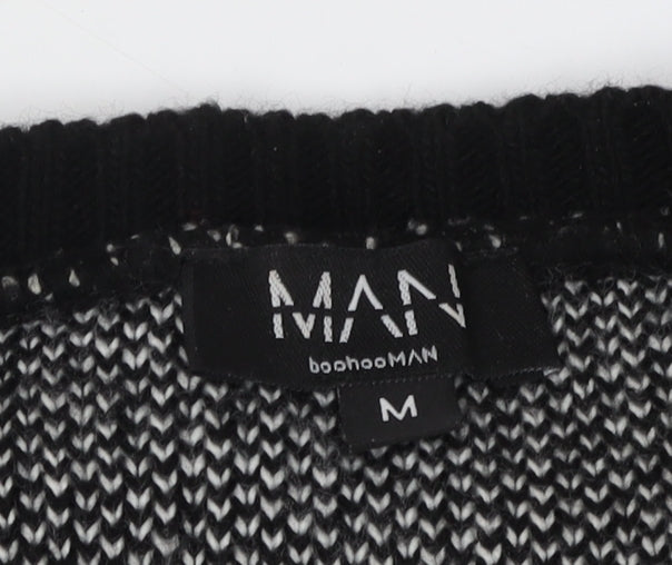 boohooMAN Men's Black Graphic Pullover Jumper M