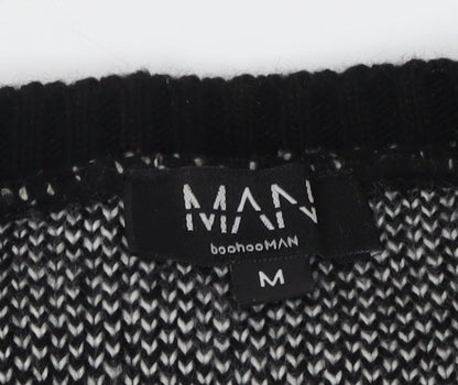 boohooMAN Men's Black Graphic Pullover Jumper M