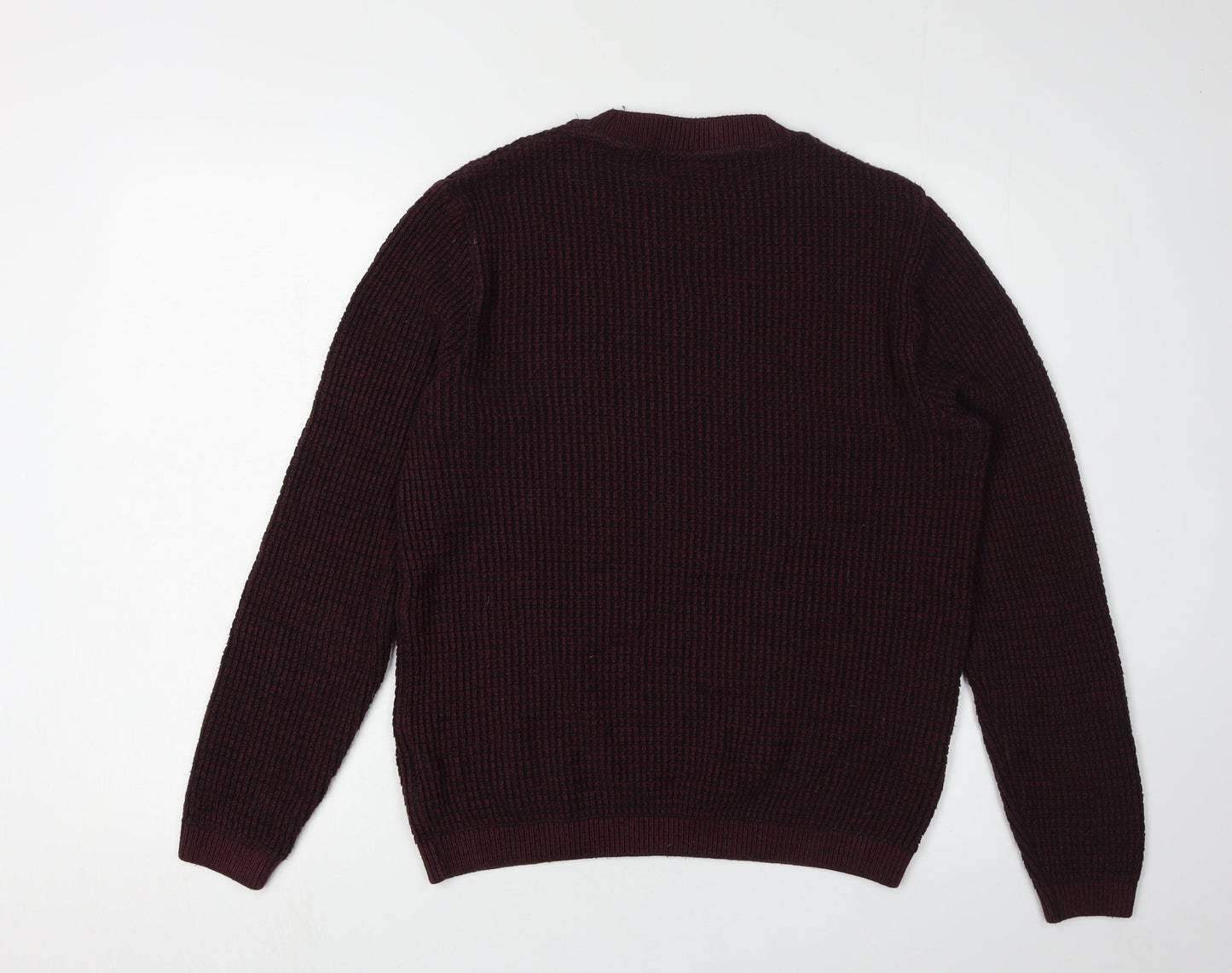 Topman Men's Red Chunky Knit Crew Neck Jumper M