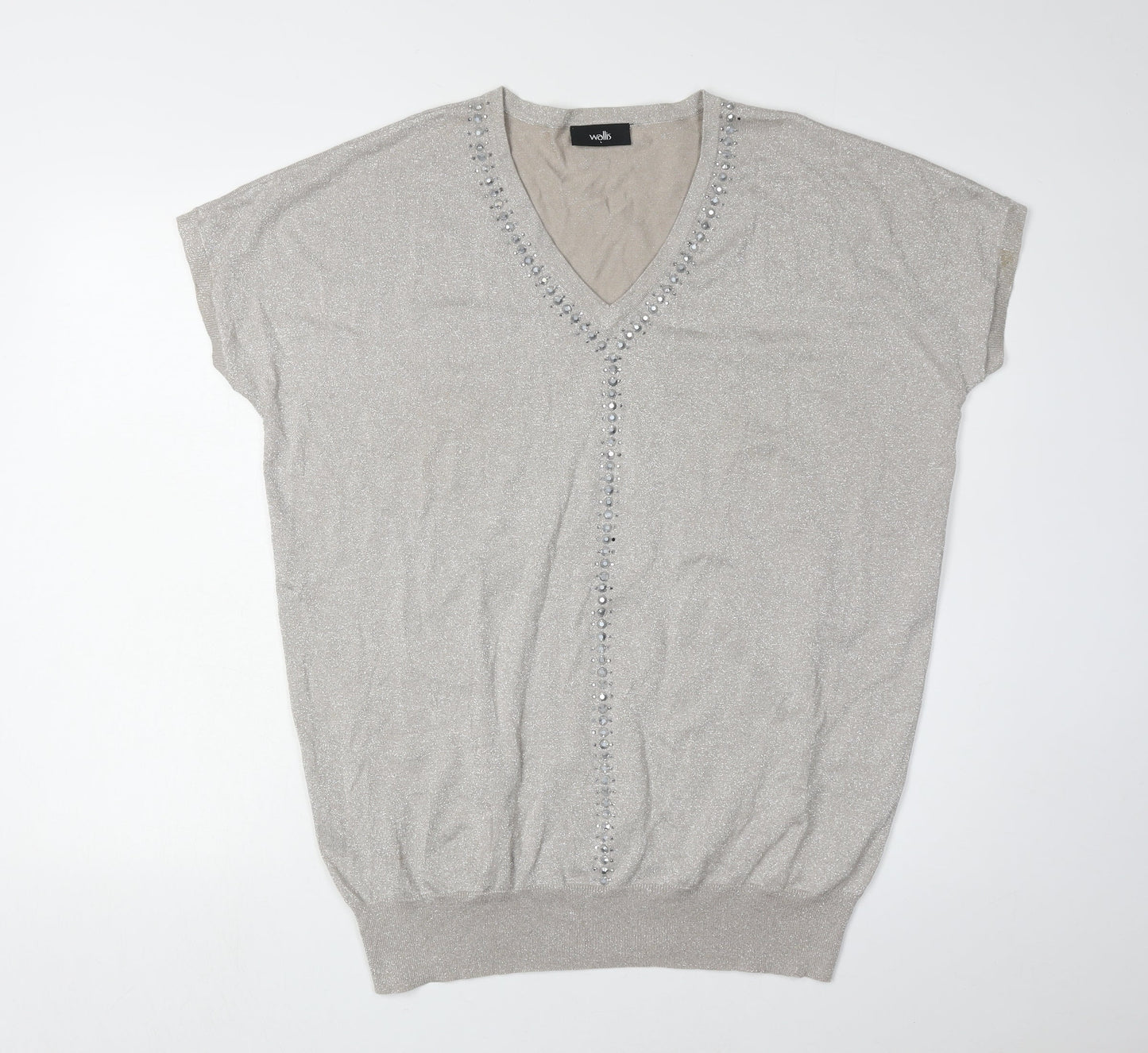 Womens UK Size L Wallis Silver Pullover Jumper