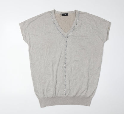 Womens UK Size L Wallis Silver Pullover Jumper