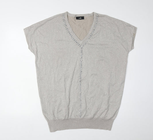 Womens UK Size L Wallis Silver Pullover Jumper