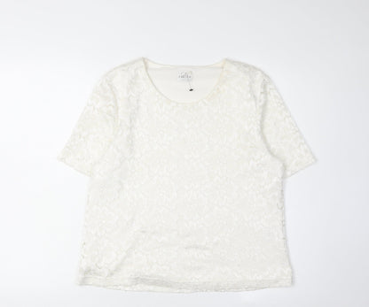 Womens UK Size 16 Eastex Ivory Basic T-Shirt