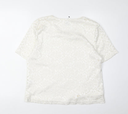 Womens UK Size 16 Eastex Ivory Basic T-Shirt