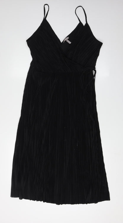 H&M Women's Black Wrap Dress, Size 12, Party