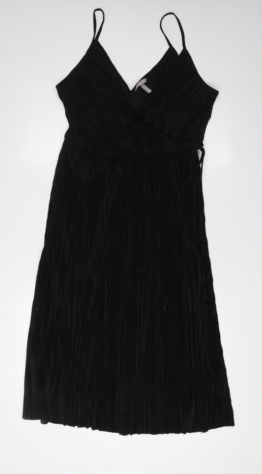 H&M Women's Black Wrap Dress, Size 12, Party
