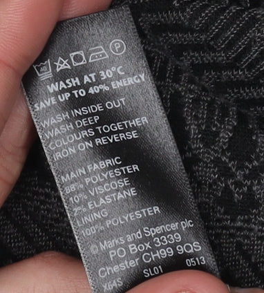 Marks and Spencer Black Geometric Midi Pencil Skirt - Size 10