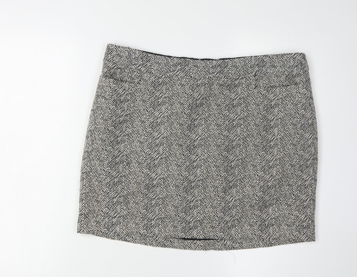 Next Women's Grey Pencil Skirt, Size 16, Herringbone