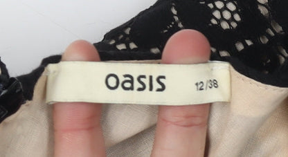Oasis Women's Black A-Line Floral Lace Dress Size 12