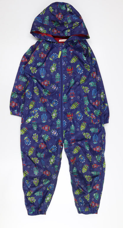 Bluezoo Boys Blue Robot Print Hooded Jacket Size 5-6