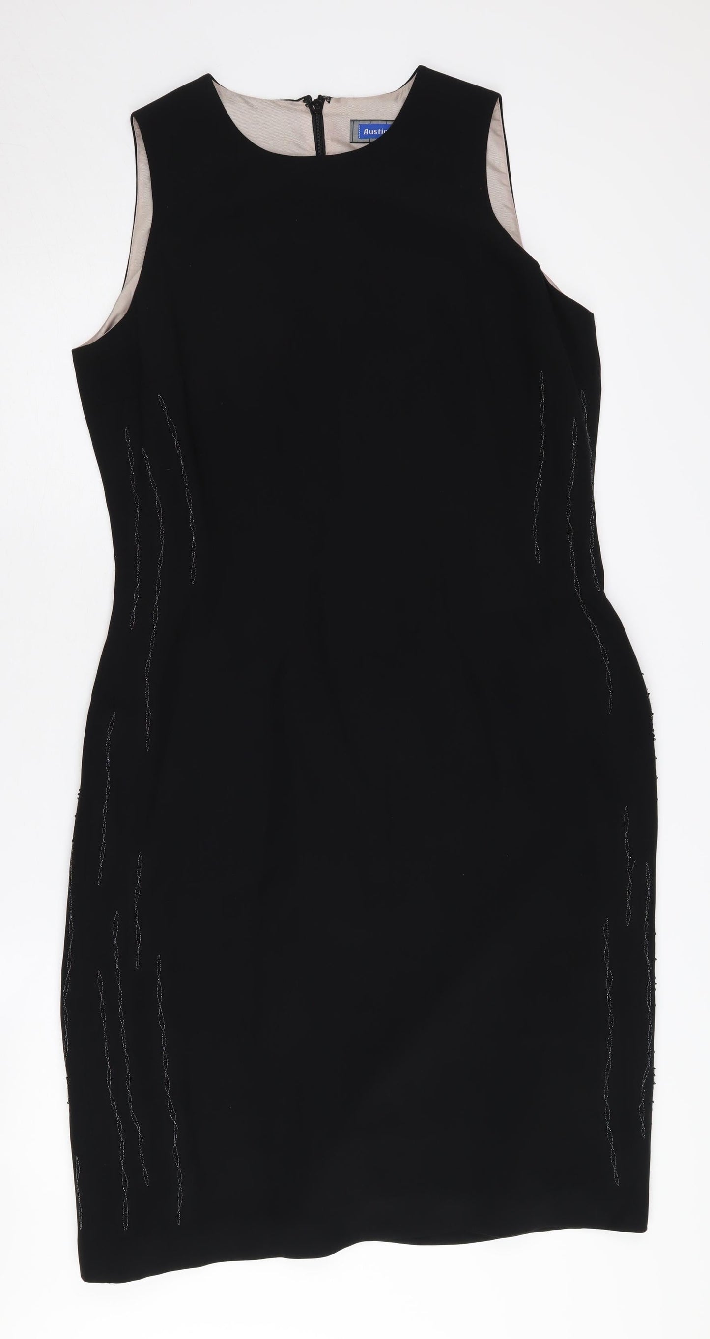Austin Reed Women's Black Silk Sheath Dress, Size 14