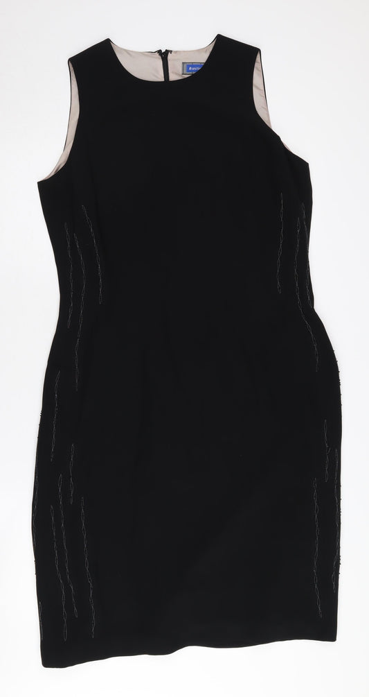 Austin Reed Women's Black Silk Sheath Dress, Size 14