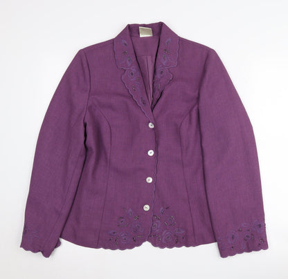 Eastex Women's Purple Floral Suit Jacket Size 14