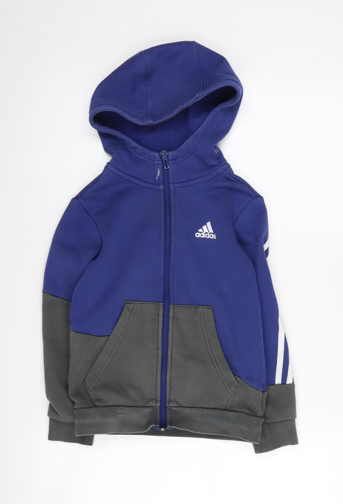 Adidas Boys Blue Full Zip Hoodie 7-8 Years