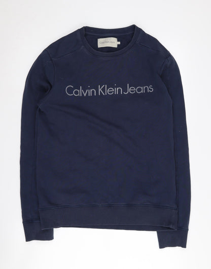 Mens UK Size M Calvin Klein Jeans Blue Pullover Sweatshirt