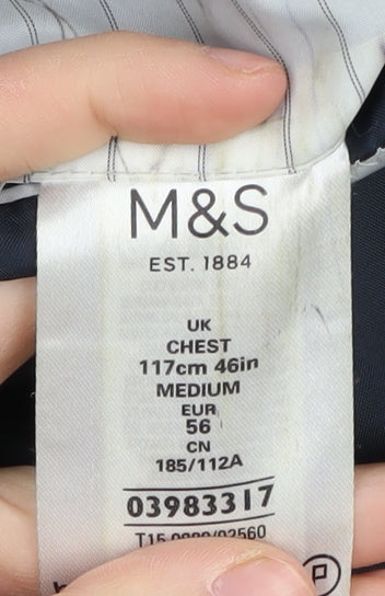 Mens UK Size 46 Marks and Spencer Regular Blue Suit Jacket