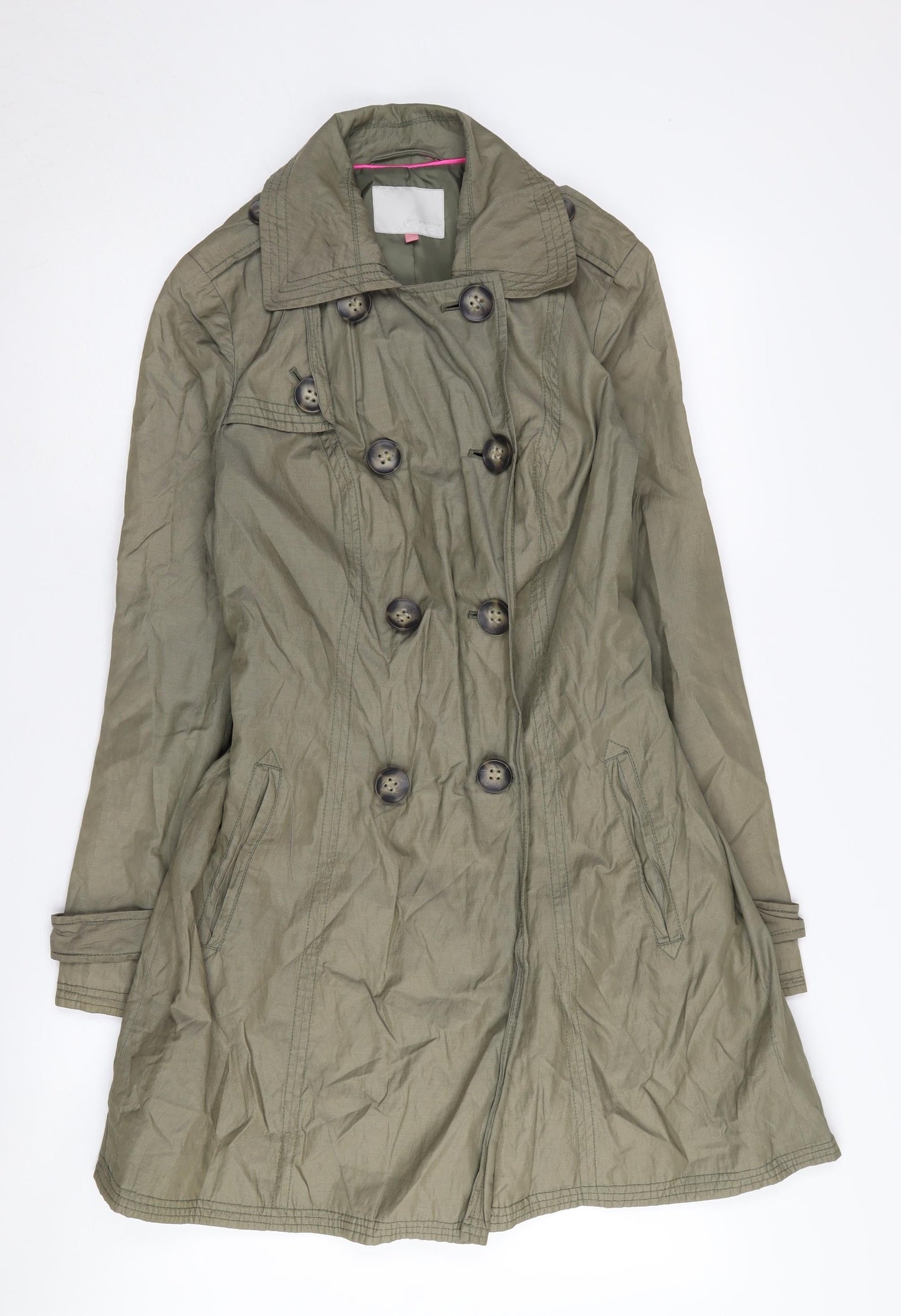 John Lewis Women's Green Trench Coat, Size 10, Belted Classic