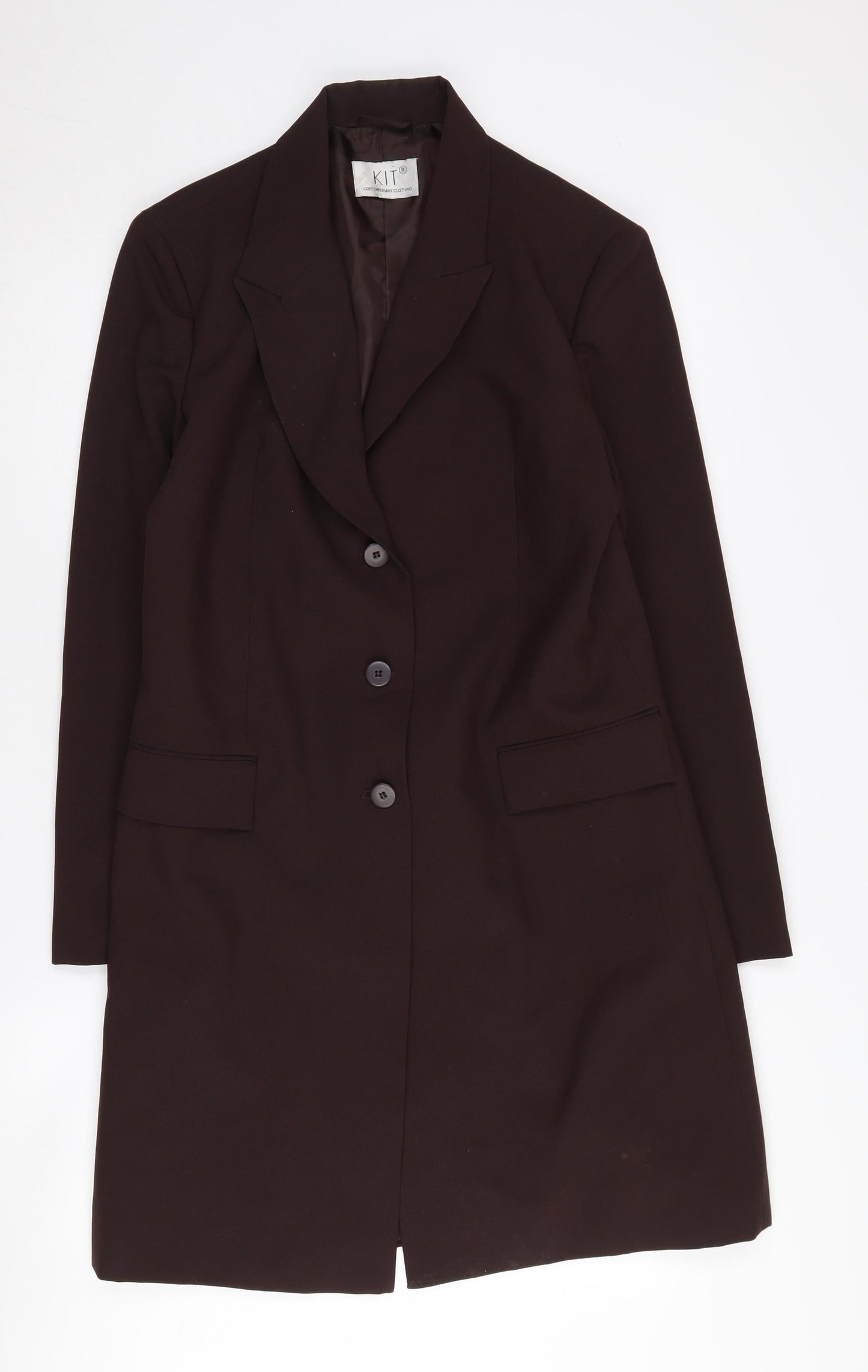 KIT Brown Women's Mid-Length Blazer, UK 14, Polyester
