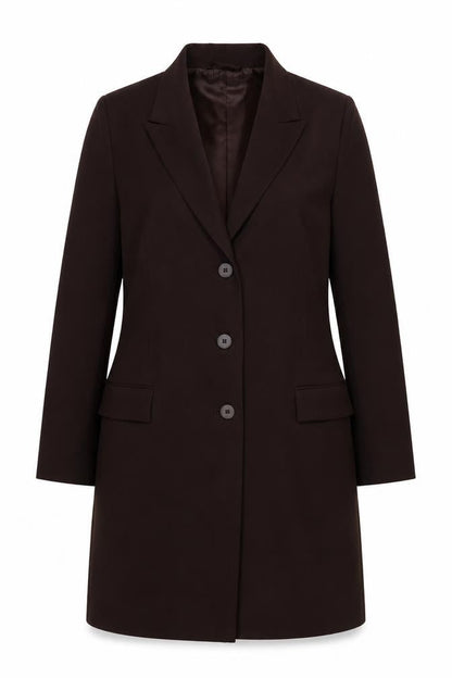 KIT Brown Women's Mid-Length Blazer, UK 14, Polyester