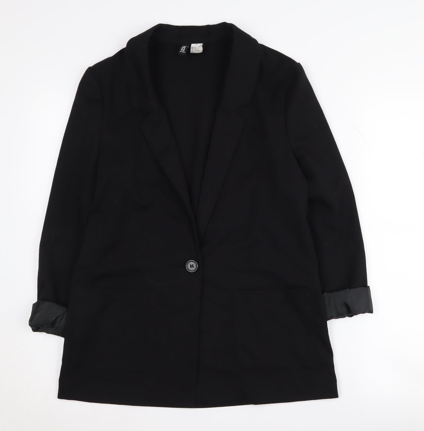 H&M Women's Black Blazer Size 8 Notch Lapel