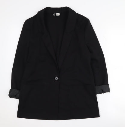 H&M Women's Black Blazer Size 8 Notch Lapel