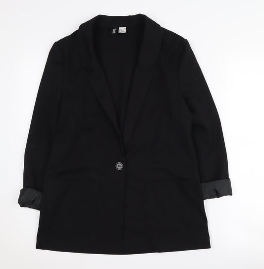 H&M Women's Black Blazer Size 8 Notch Lapel