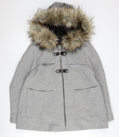 Womens UK Size L Zara Grey Parka Coat