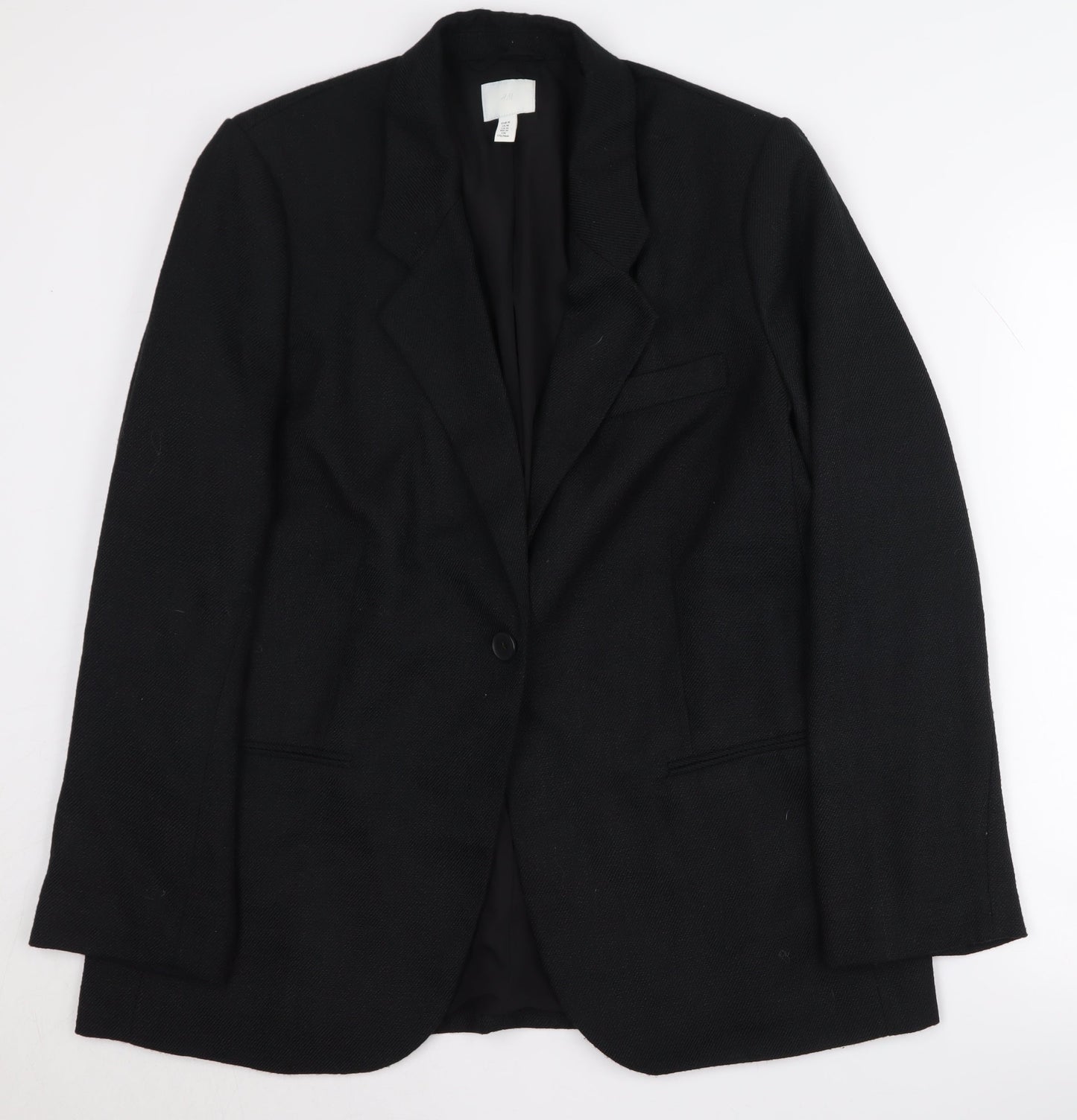 H&M Women's Black Blazer M Single-Breasted Notch