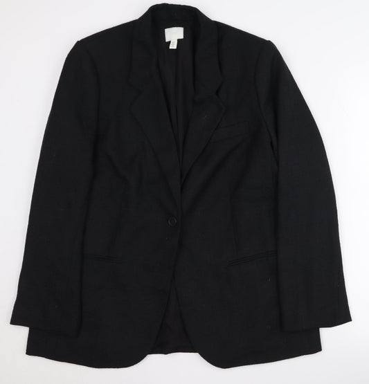 H&M Women's Black Blazer M Single-Breasted Notch