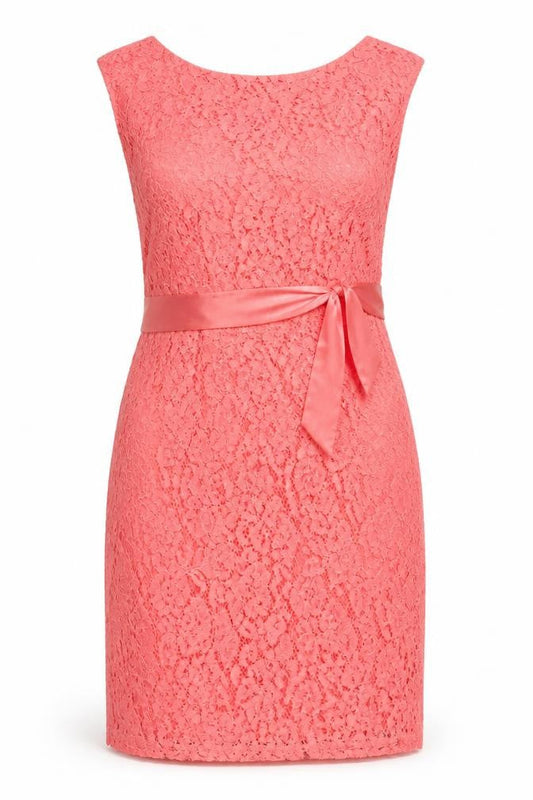 Front view of Kaliko Women's Pink Lace Shift Dress, size 14