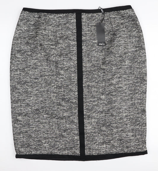M&Co Women's Grey Pencil Skirt Size 18