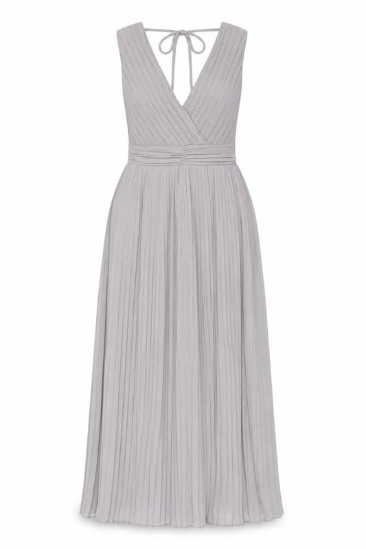 Front view of TFNC London Grey Sleeveless Maxi Dress -, size 10