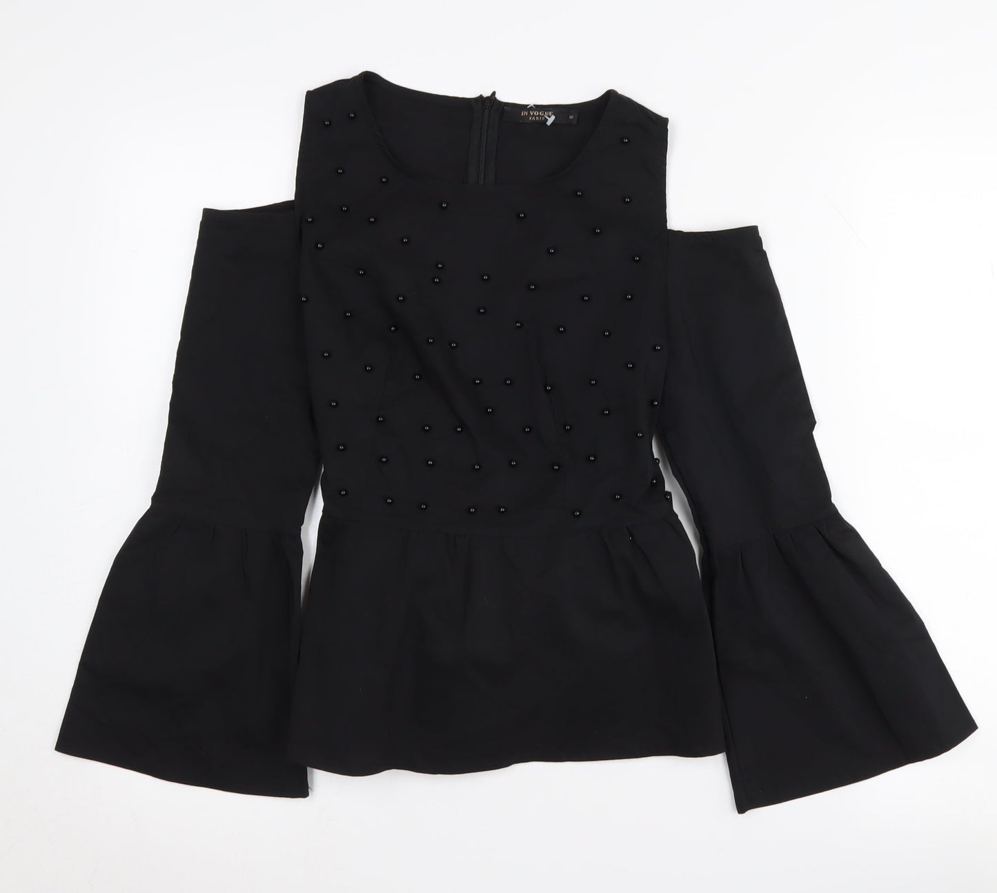 In Vogue Paris Women's Black Cold Shoulder Blouse