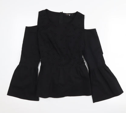 In Vogue Paris Women's Black Cold Shoulder Blouse