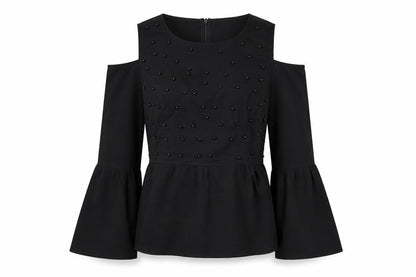 In Vogue Paris Women's Black Cold Shoulder Blouse