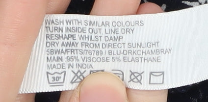 Fat Face Women's Blue Floral Chambray Skirt Size 8