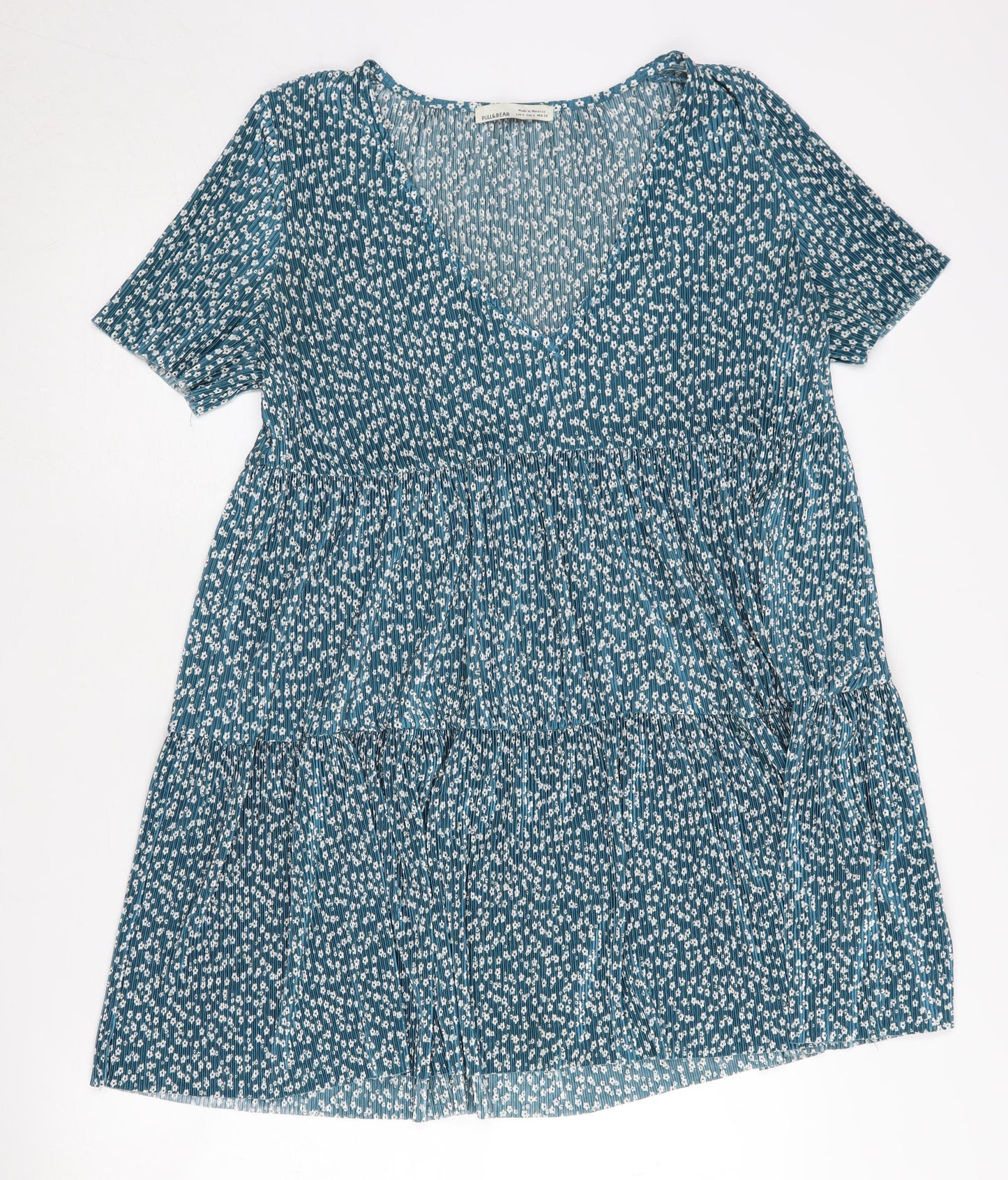 Pull & Bear Women’s Blue Floral V-Neck Dress Size 8