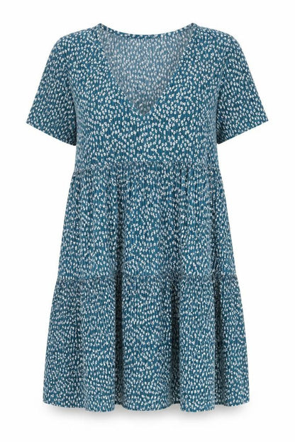 Pull & Bear Women’s Blue Floral V-Neck Dress Size 8