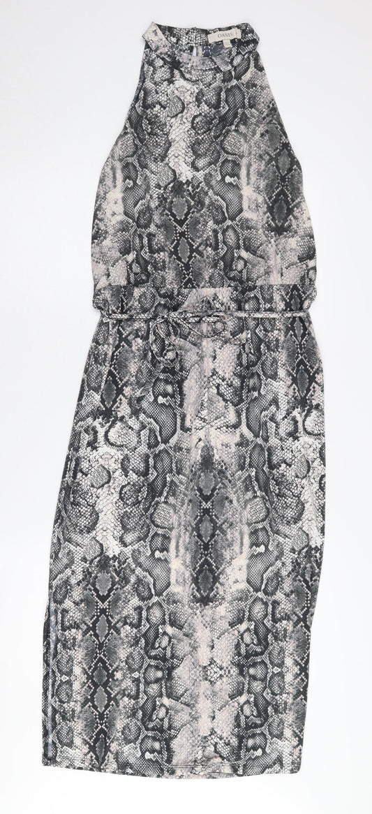 Oasis Women's Grey Animal Print Dress M