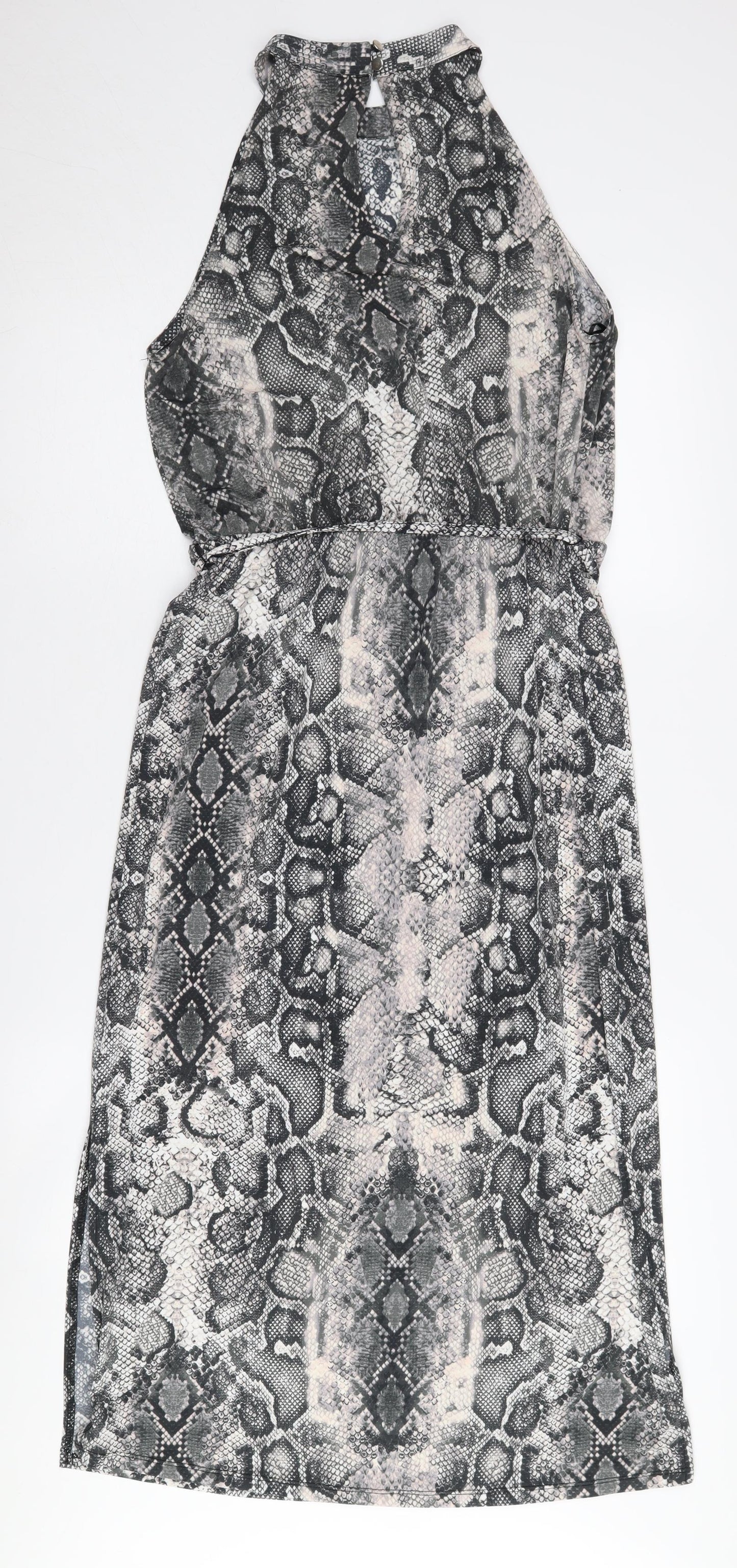 Oasis Women's Grey Animal Print Dress M