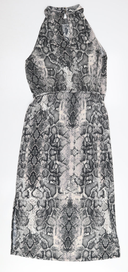 Oasis Women's Grey Animal Print Dress M