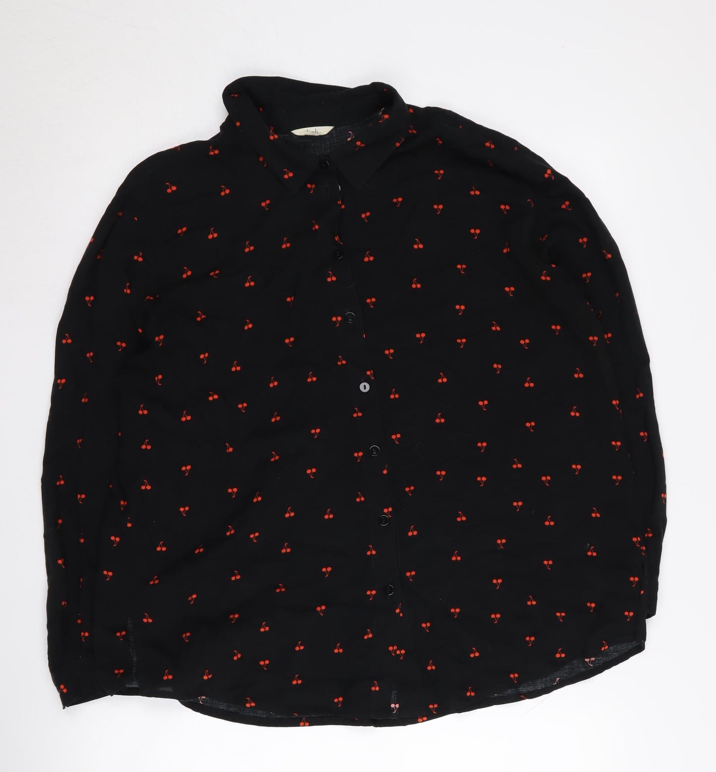 Hush Women's Black Cherry Print Button-Up Shirt, Size 12
