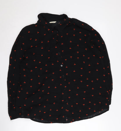 Hush Women's Black Cherry Print Button-Up Shirt, Size 12