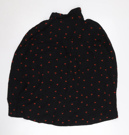 Hush Women's Black Cherry Print Button-Up Shirt, Size 12