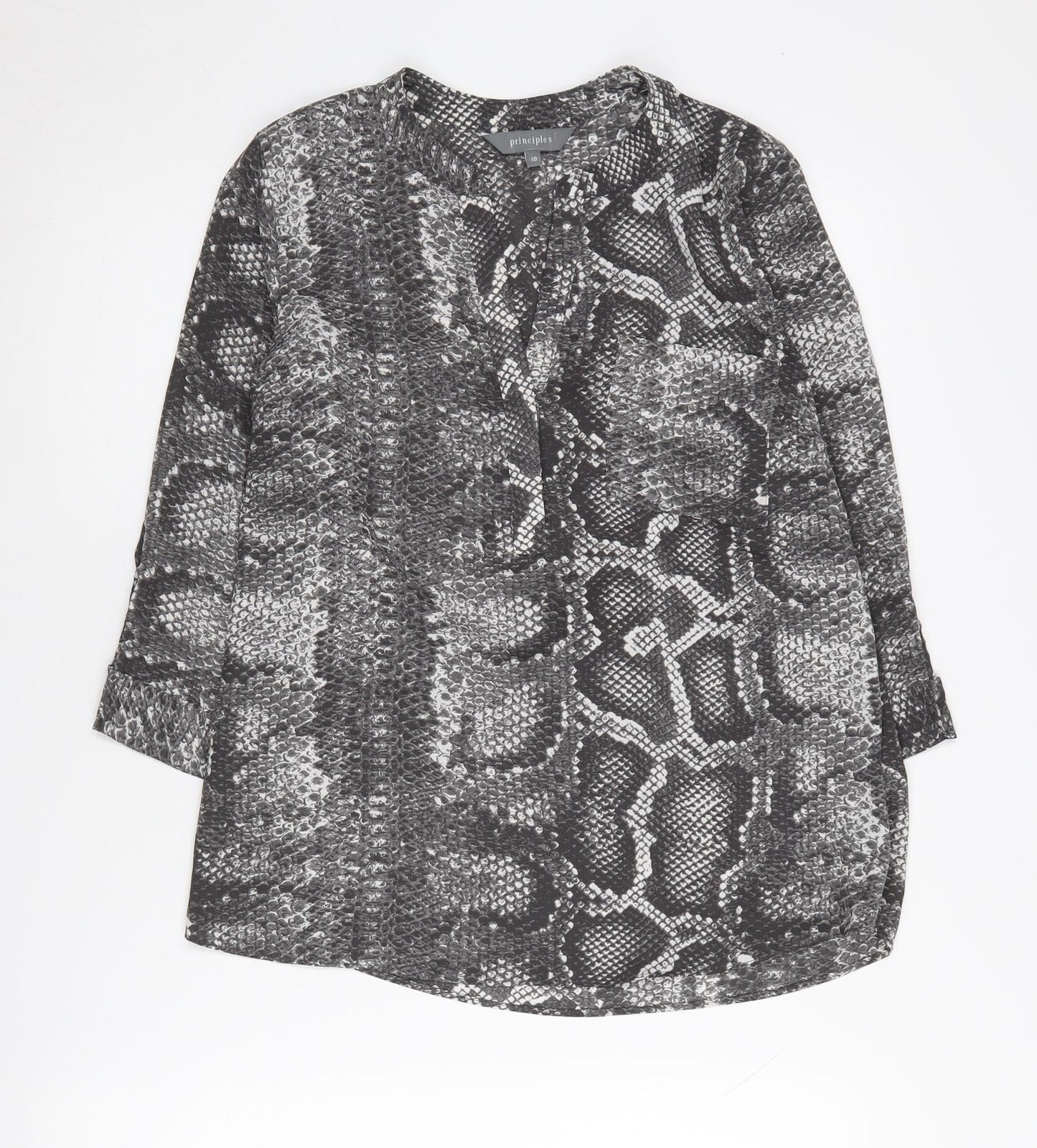 Principles Women's Grey Animal Print Blouse, Size 10