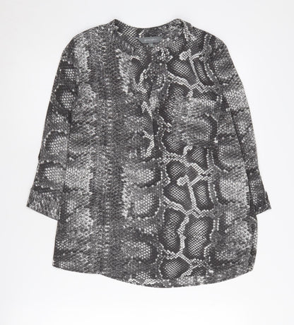 Principles Women's Grey Animal Print Blouse, Size 10