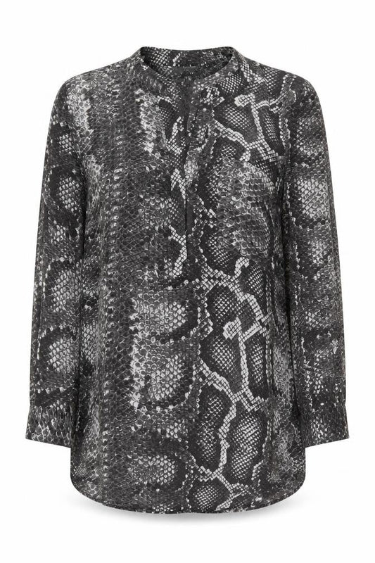 Front view of Principles Women's Grey Animal Print Blouse, size 10