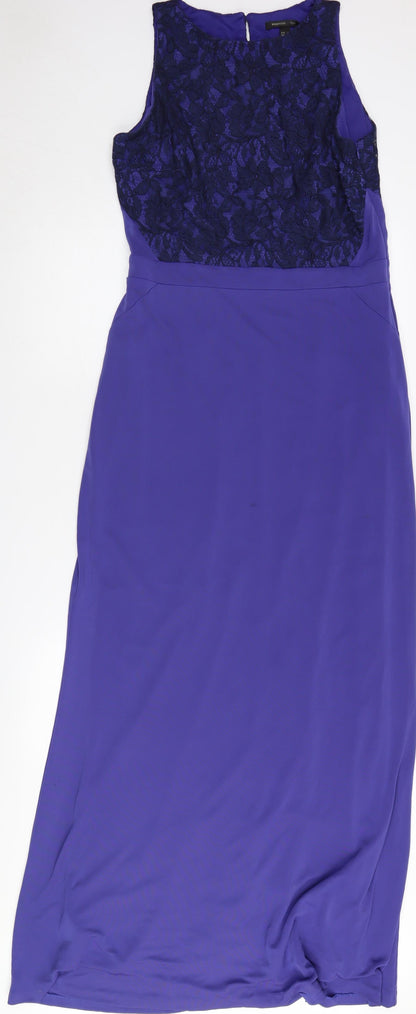 Mango Women's Blue Sleeveless Lace Dress Size 12
